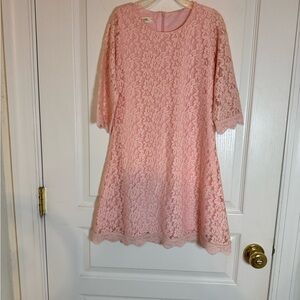 Girls Pink Lace A-Line Dress